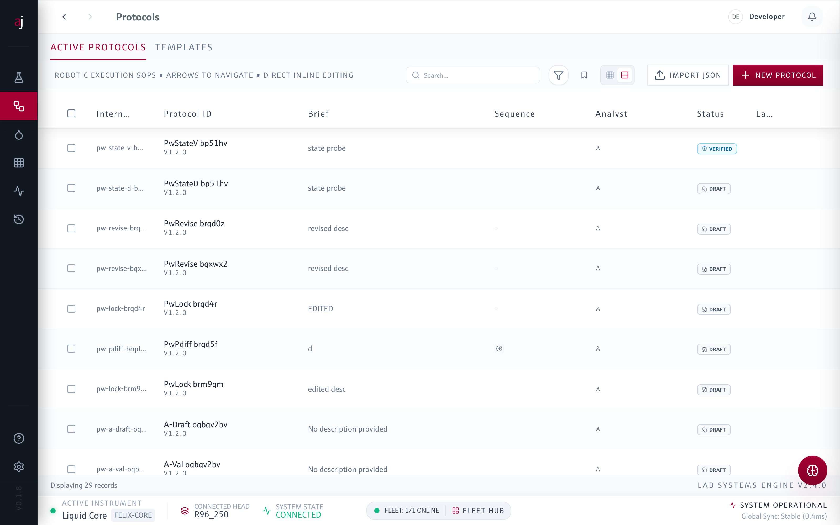 Liquid Protocols Liste