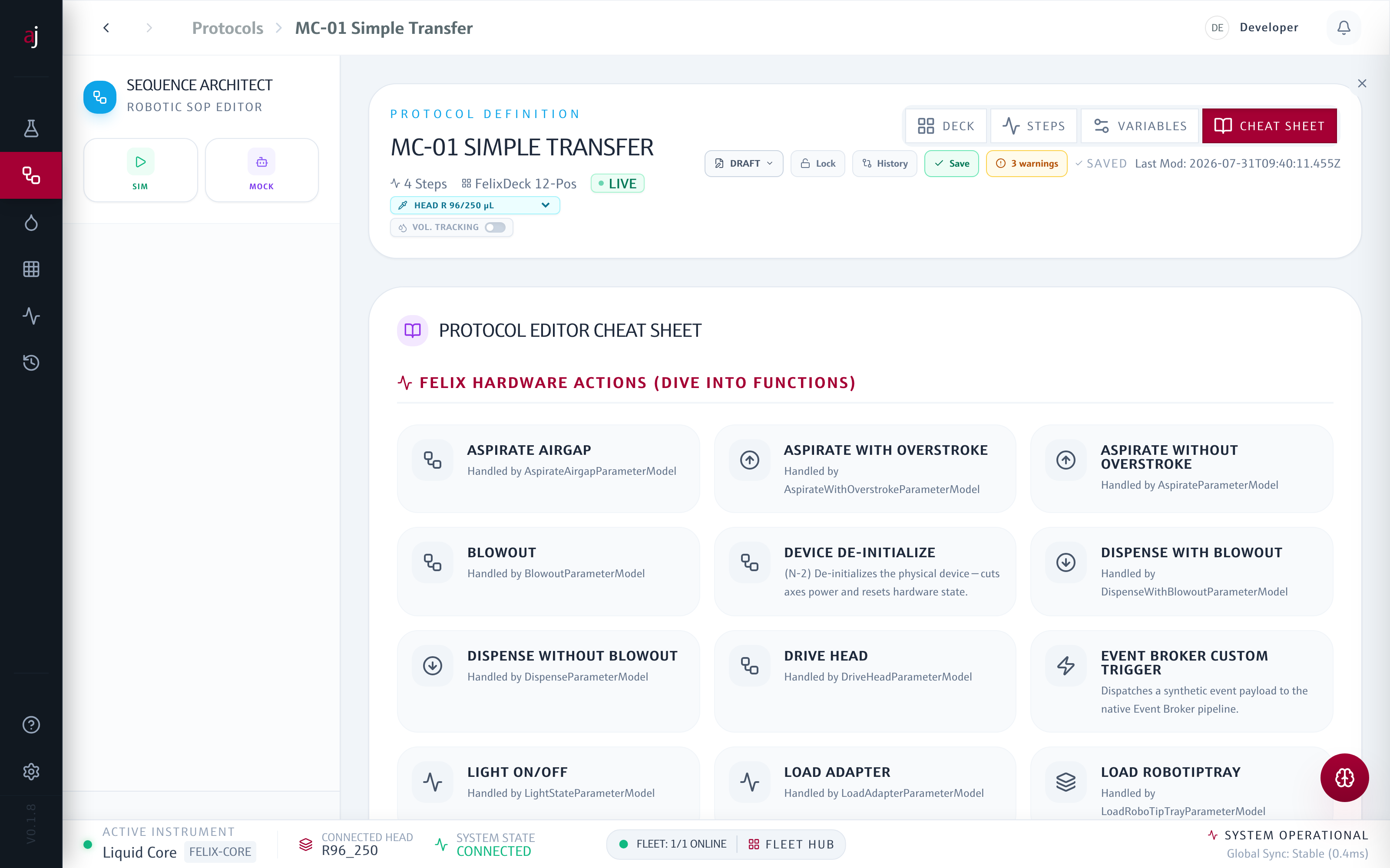 Cheat Sheet mit Preflight-Status