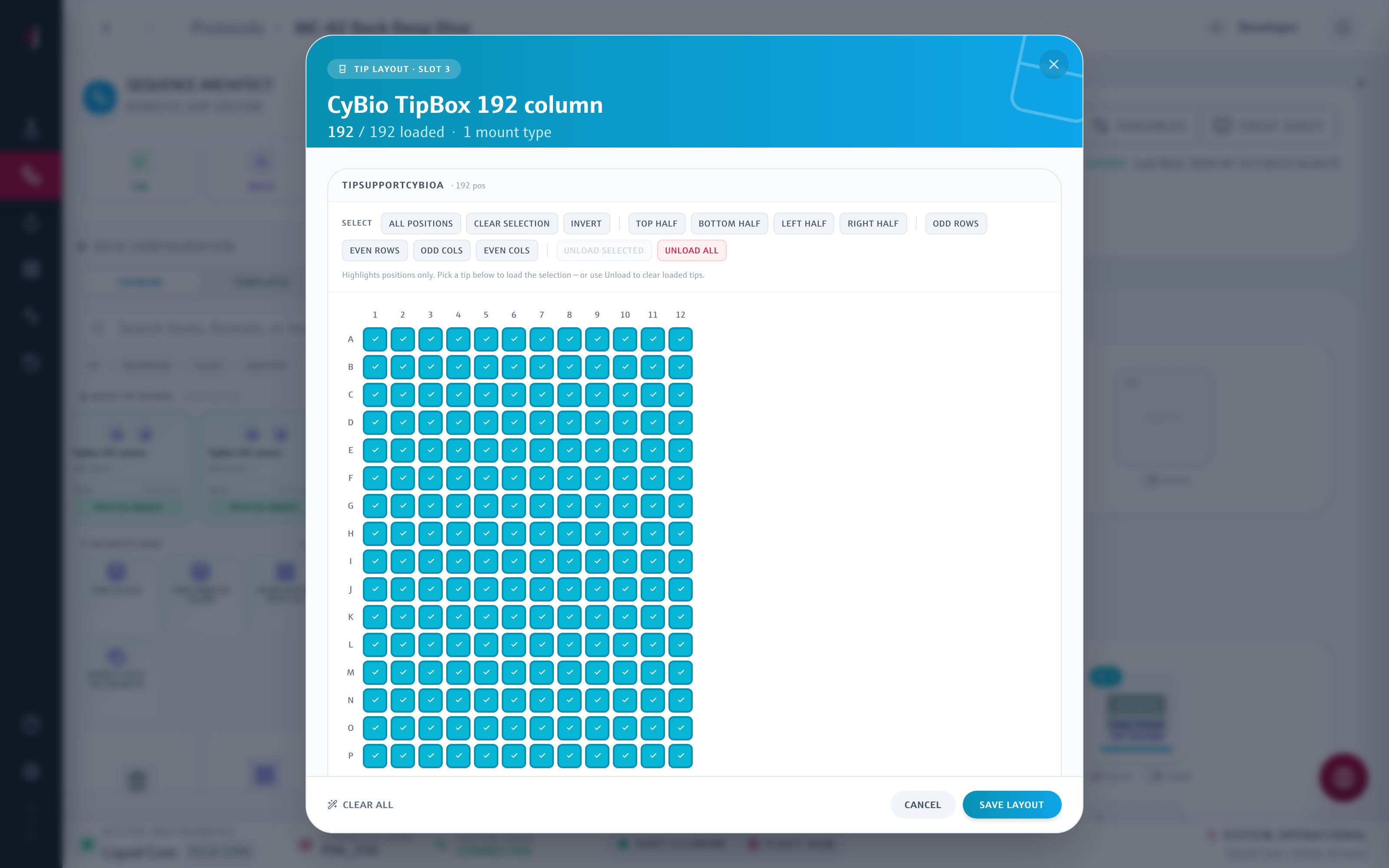 Tip-Layout-Editor mit Positionsmatrix